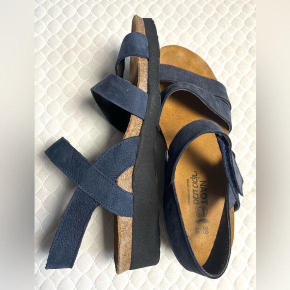 Naot Kayla Navy Blue Suede Leather Comfort Sandal Anatomic Cork 
Sz 39EU 8-8.5US - Picture 3 of 10
